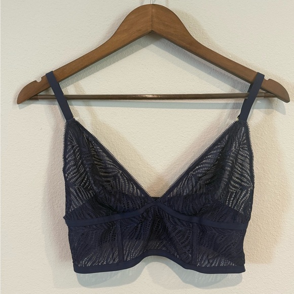 Victoria's Secret Other - Victoria’s Secret Elegant Lace‎ Bralette in Navy Blue Womens Sz L